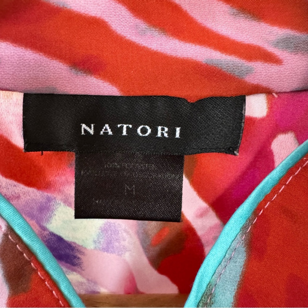 Natori Multicolor Zebra-Print Silk Robe - Picture 5 of 5